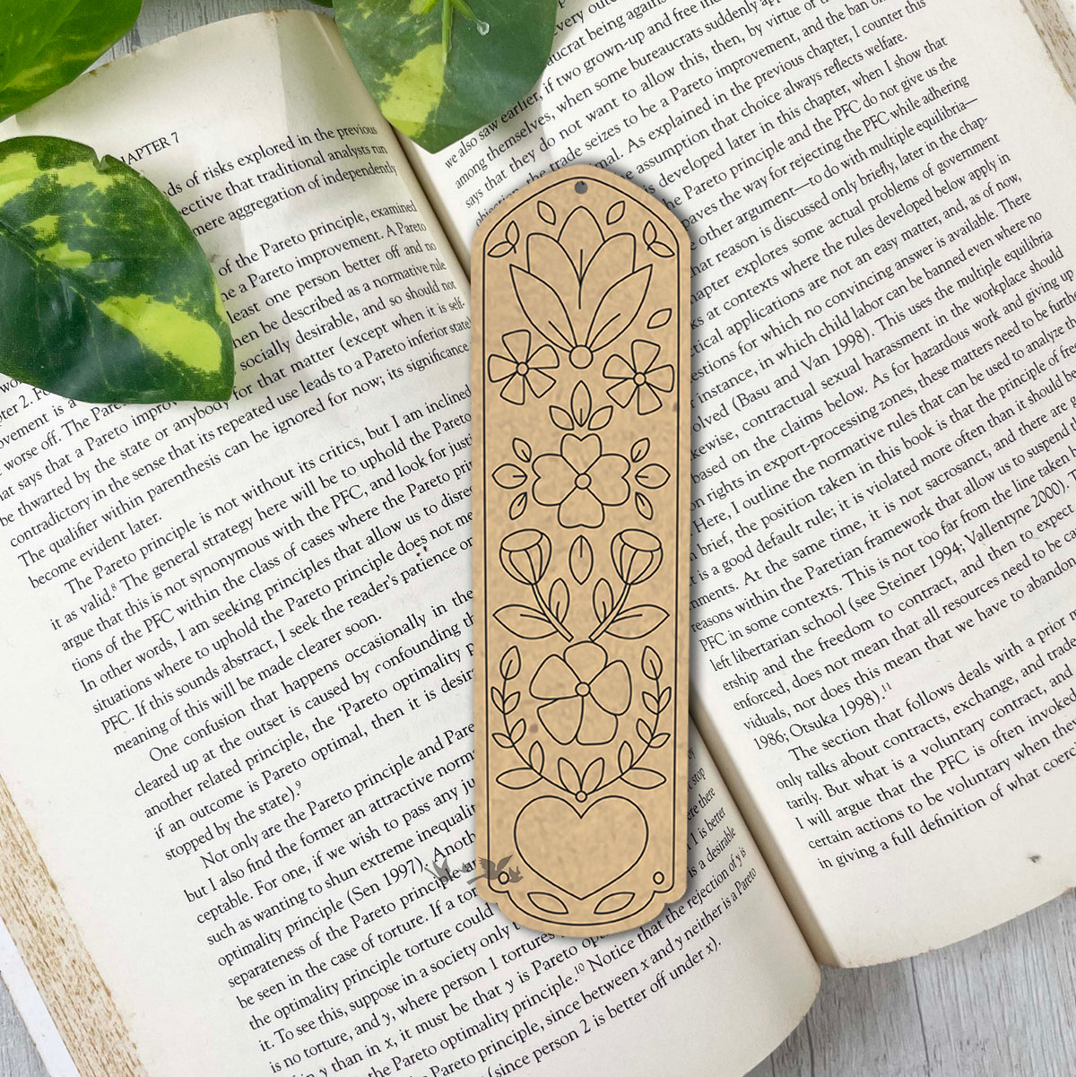 Pre Marked Mdf bookmark - Floral 2