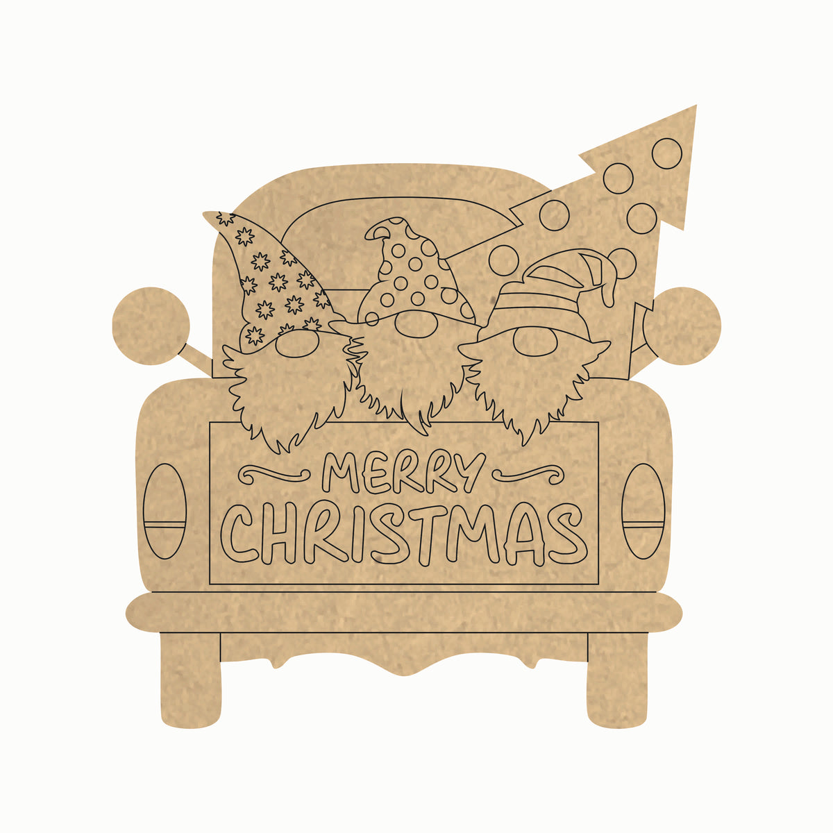 Pre Marked MDF Cutout - Christmas Truck