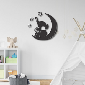 Wood Wall Cutouts -  Elephant on Moon