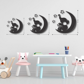 Wood Wall Cutouts -  Elephant on Moon