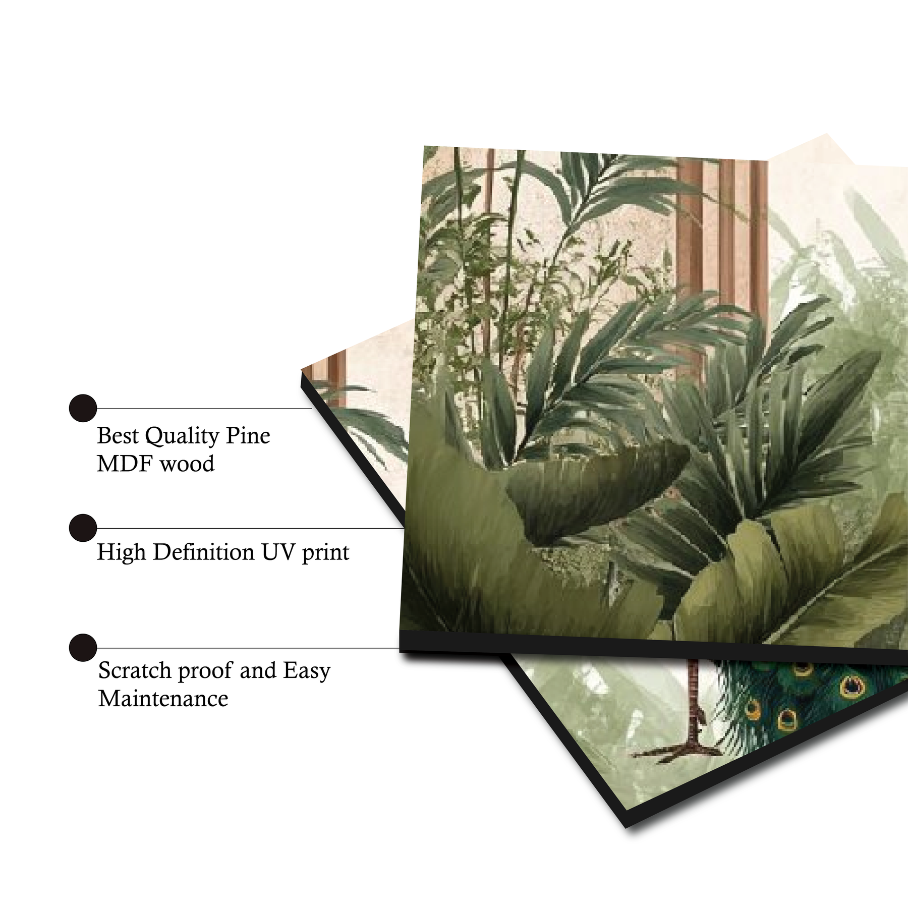 Wall Tiles Set - Peacock with Mughal Garden Style 2