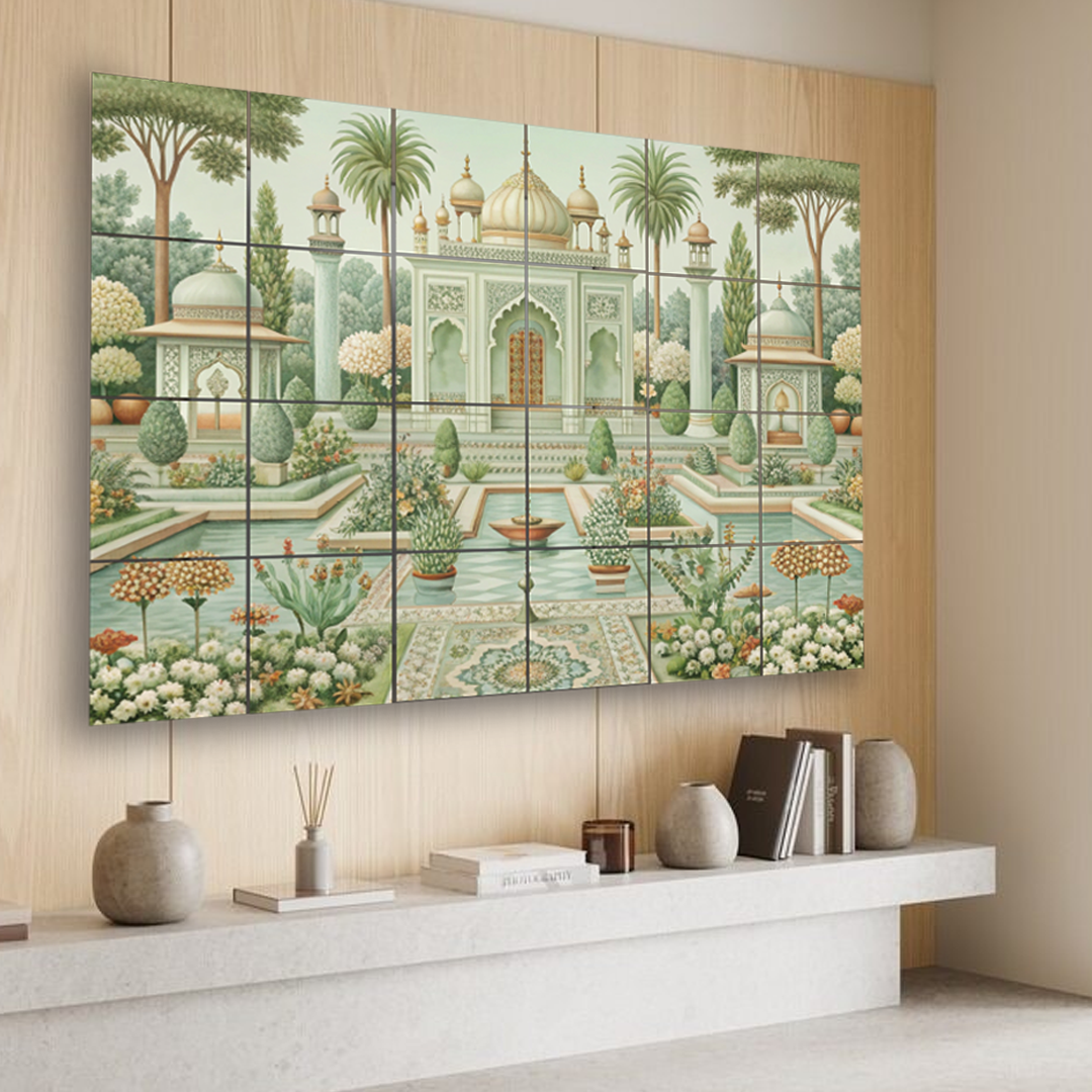 Wall Tiles Set - Mosque with Palm Trees and Fountain