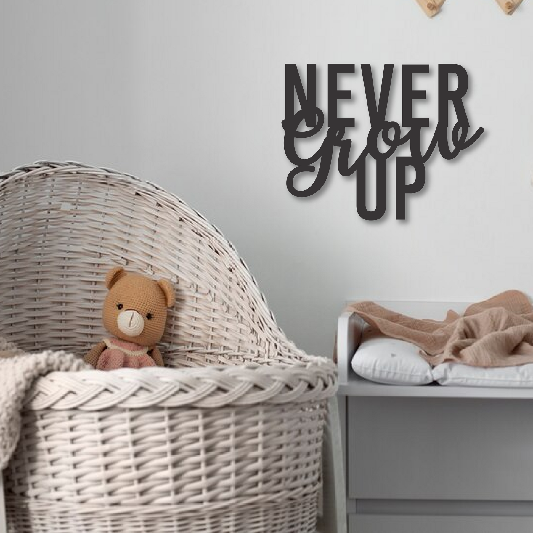 Wood Wall Cutouts -  Never Grow Up