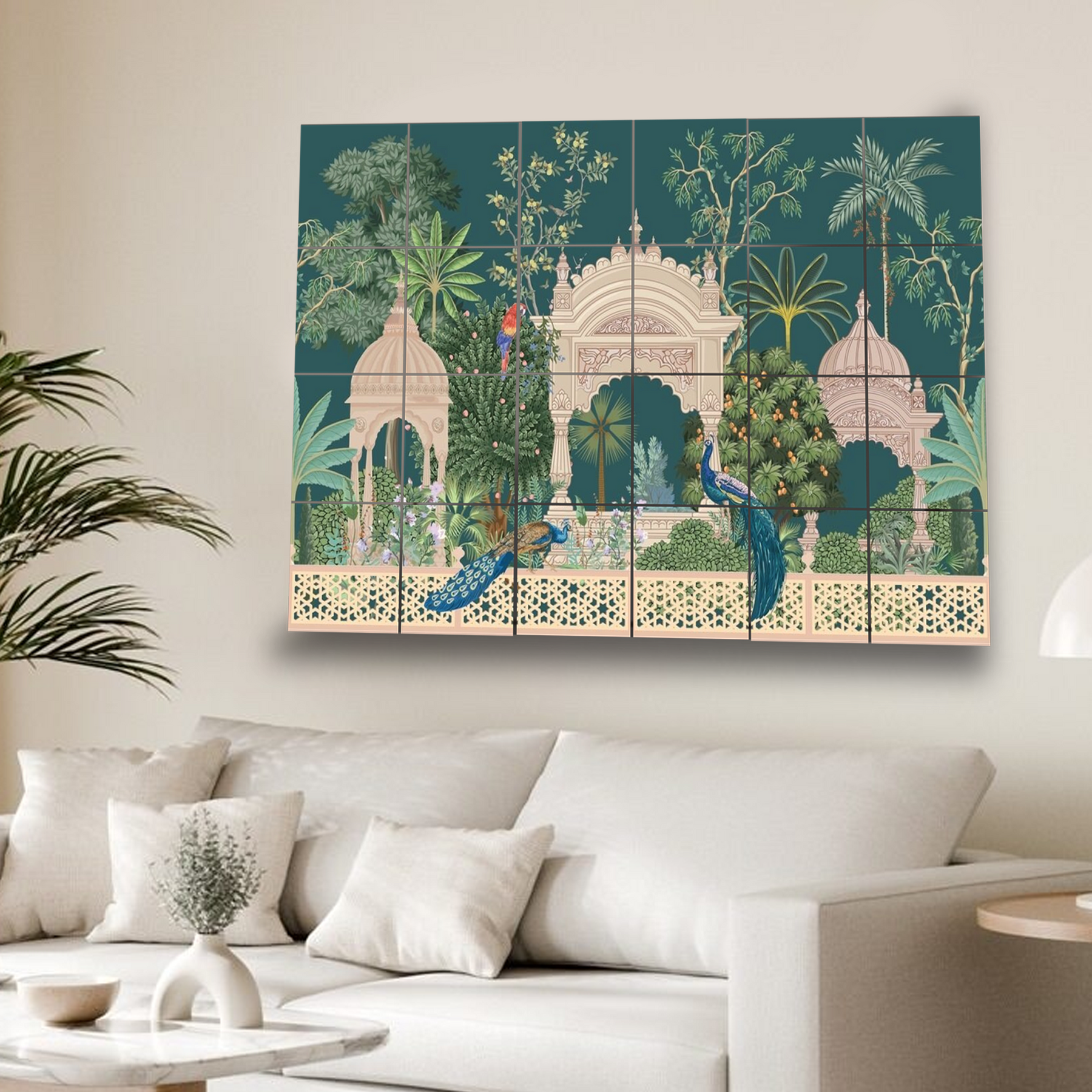 Wall Tiles Set - Peacock Couple in Garden