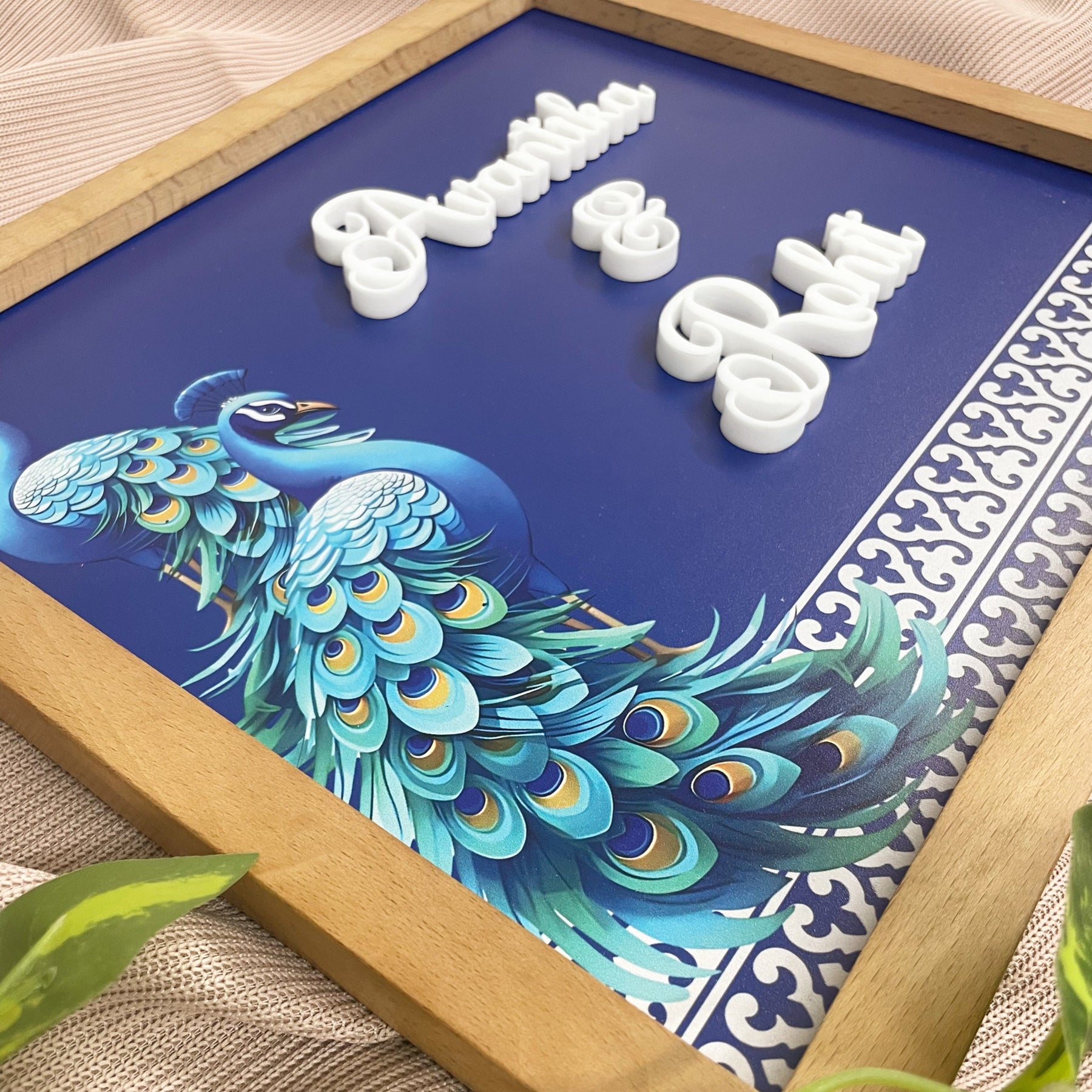 Home Name Plate 2 Layer - Peacock Medley