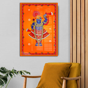 Wood Print Wall Art - Shrinathji in Red