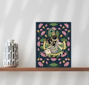 Wood Print Wall Art - Shrinathji in Blue