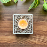 Sheesham wood T light Holder/Block - Square Mandala