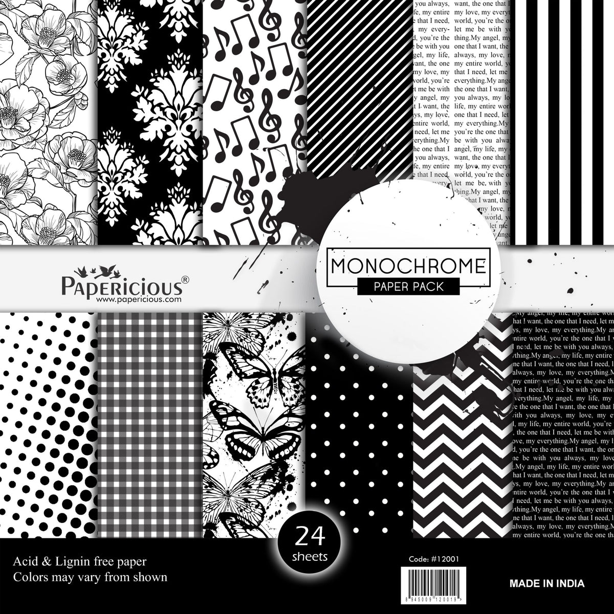PAPERICIOUS - 6x6 -  Pattern Scrapbook Papers - Chose Any