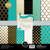 Papericious - Gilded Onyx - Golden Foiled Designer Pattern Printed Scrapbook Papers 12x12 inch  / 24 sheets