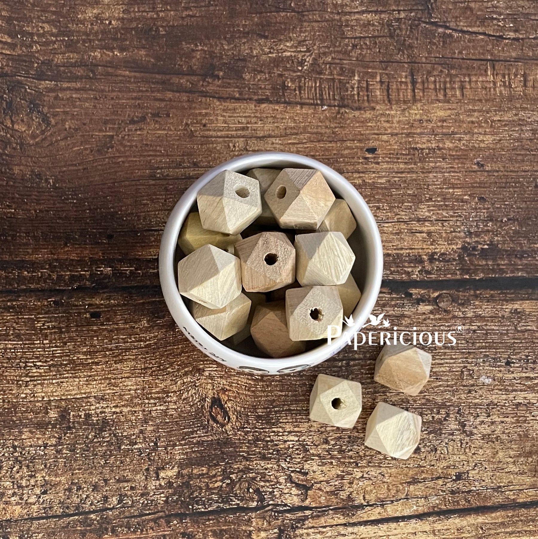 Wooden Beads - Hexagonal / Polygonal 15mm