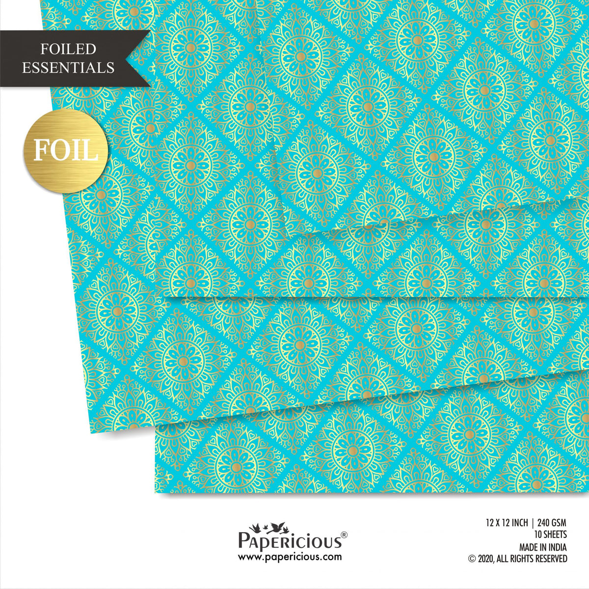 Papericious - Golden Foiled Pattern Scrapbook Papers 12x12 inch / 10 sheets / #12513