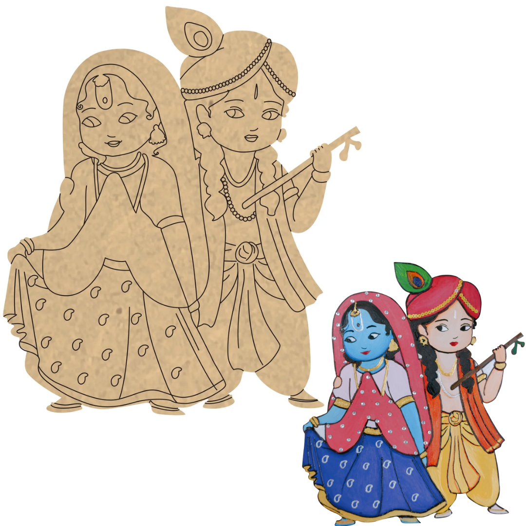 PAPERICIOUS 4mm thick Pre Marked MDF Base Bal Radha Krishna