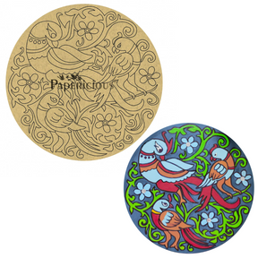 PAPERICIOUS 4mm thick Pre Marked MDF Round Mandala Parrots