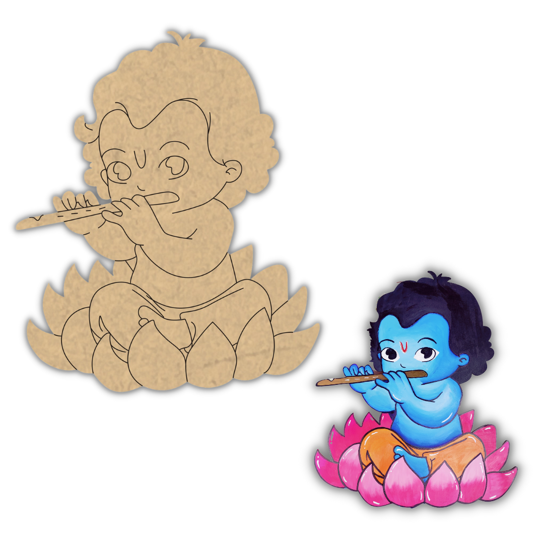 PAPERICIOUS 4mm thick Pre Marked MDF Base Little Krishna with Flute