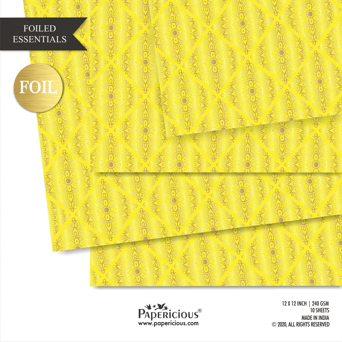 Papericious - Golden Foiled Pattern Scrapbook Papers 12x12 inch / 10 sheets / #12516