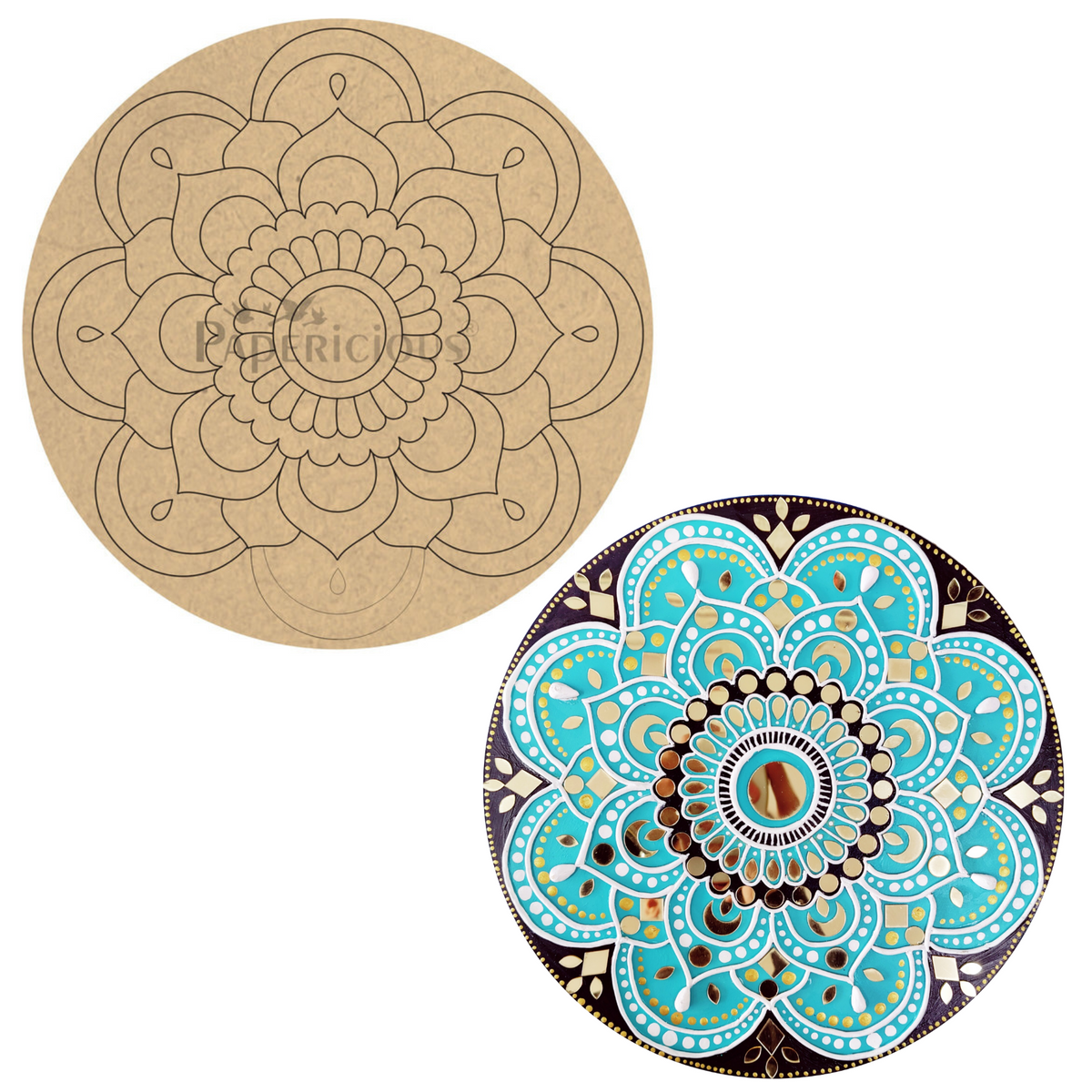 PAPERICIOUS 4mm thick Pre Marked MDF Base Central Mughal Mandala