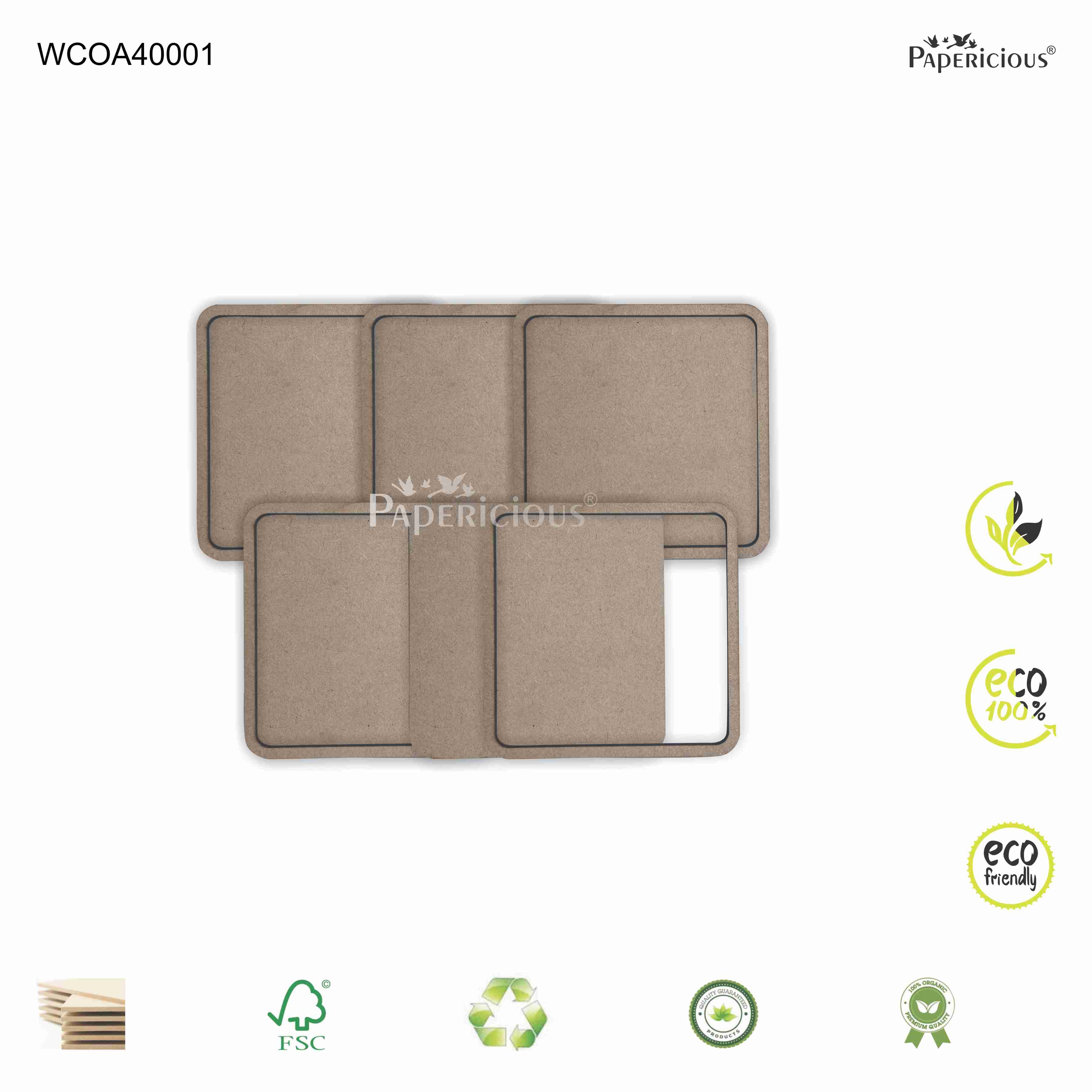 PAPERICIOUS 2-Layer Coasters - Round Corner Square 3.75 x3.75 inch