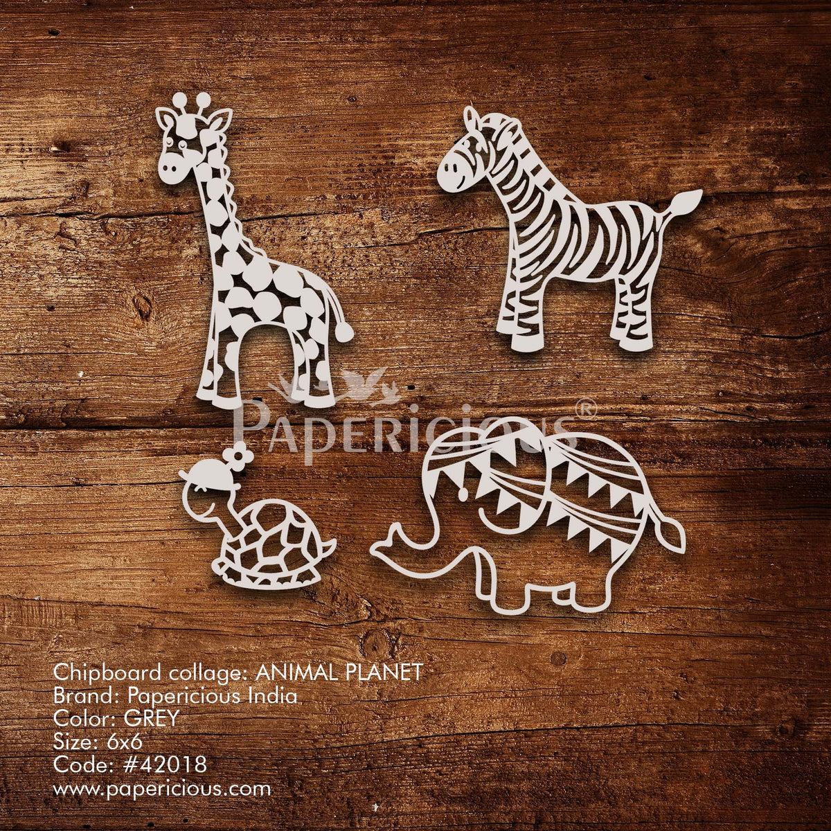 Animal Planet - 6x6 Inch Laser Cut Collage Chipboard (1.4mm)