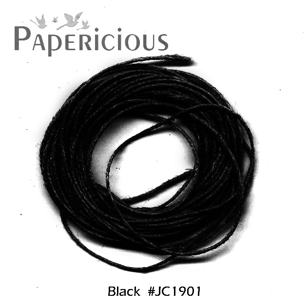 PAPERICIOUS - Black Jute Cord - 1.2mm thick of 5 yards
