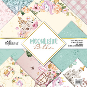 PAPERICIOUS - Moonlight Bella -  Designer Pattern Printed Scrapbook Papers 12x12 inch  / 20 sheets