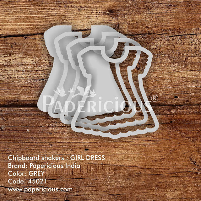 Laser Cut 3D Shaker Chipboard (1.4mm) - Girl Dress