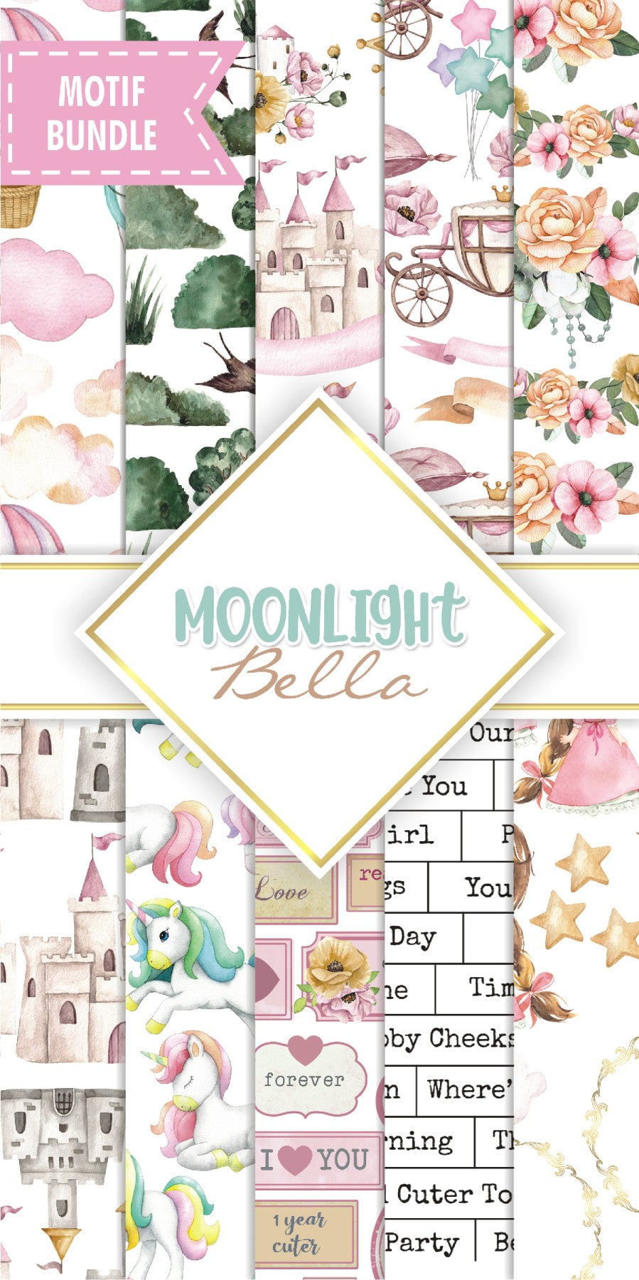Papericious - Moonlight Bella -  Motif Bundle - 10 sheets