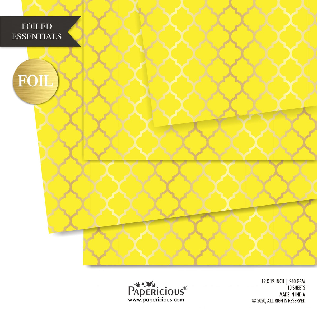 Papericious - Golden Foiled Pattern Scrapbook Papers 12x12 inch / 10 sheets / #12520