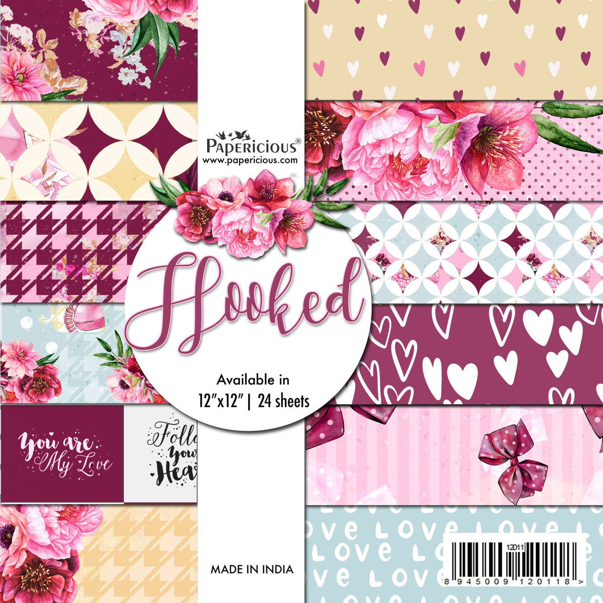 PAPERICIOUS - Hooked -  Designer Pattern Printed Scrapbook Papers / 24 sheets