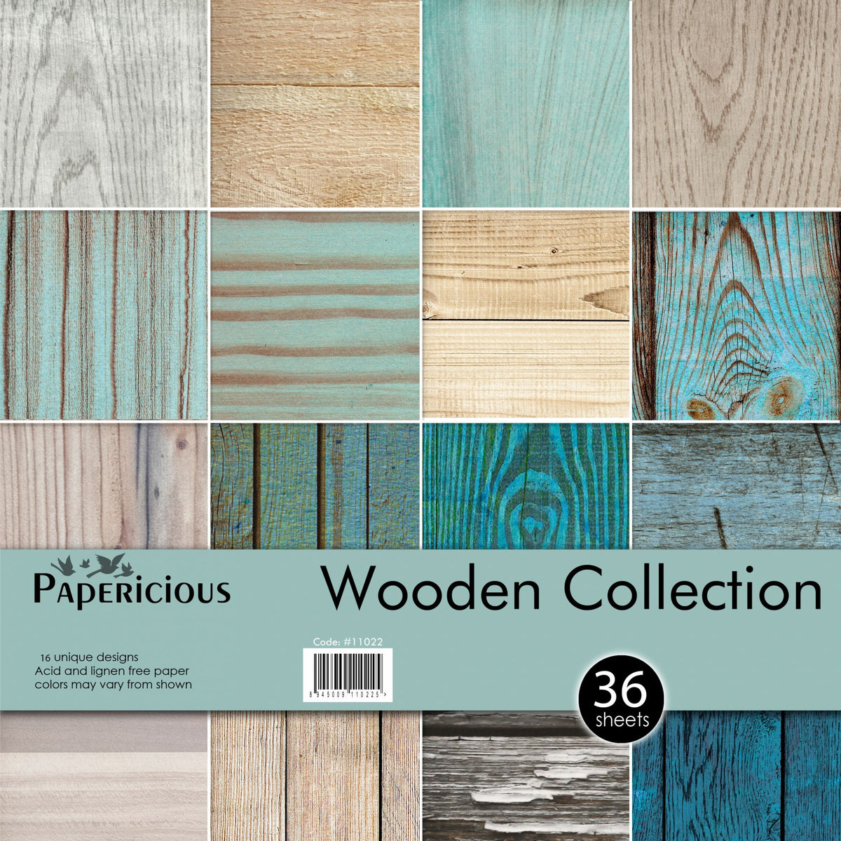 PAPERICIOUS - Wooden  -  Designer Pattern Printed Scrapbook Papers / 32 sheets