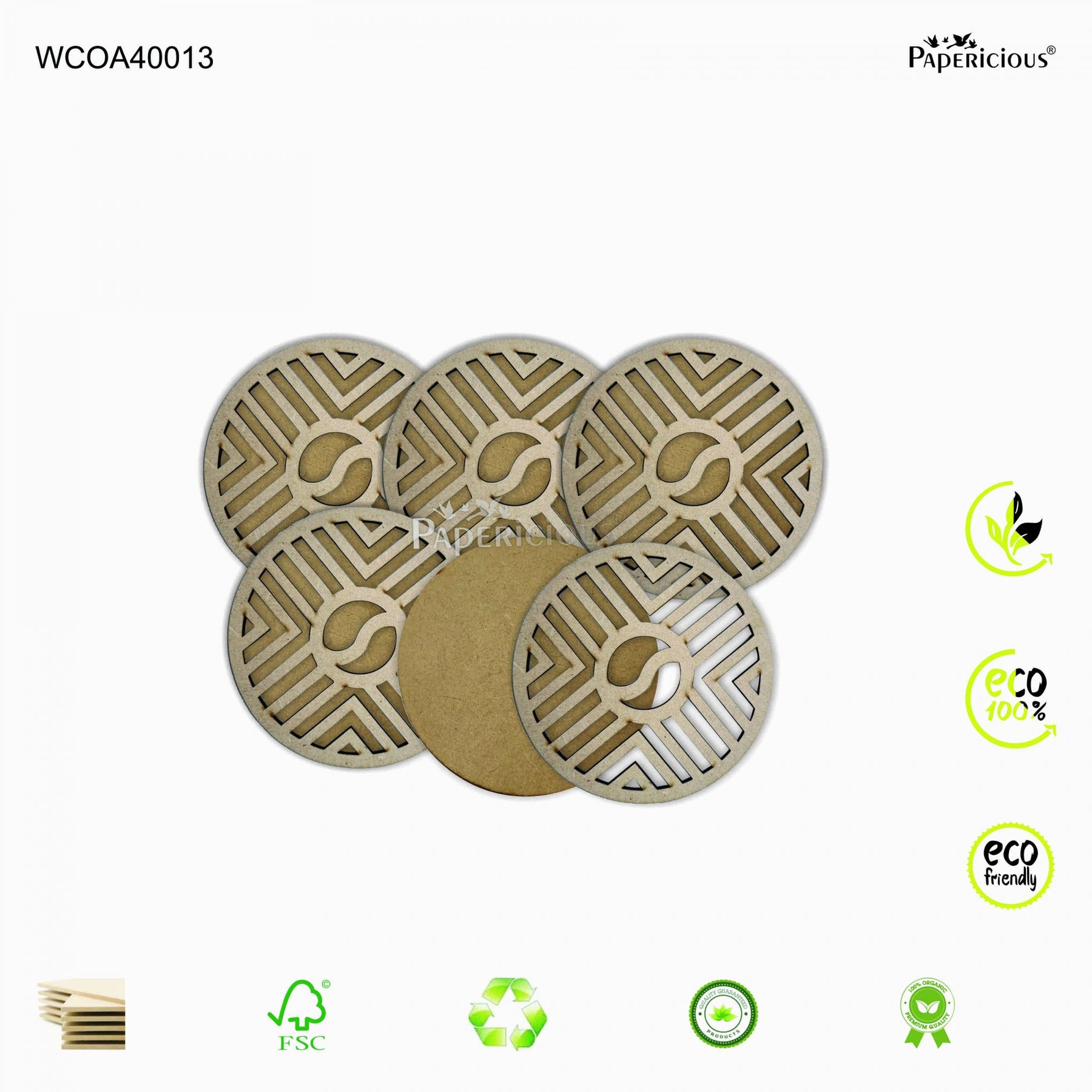 PAPERICIOUS Laser Cut Coasters - Campa - 3.75 x3.75 inch