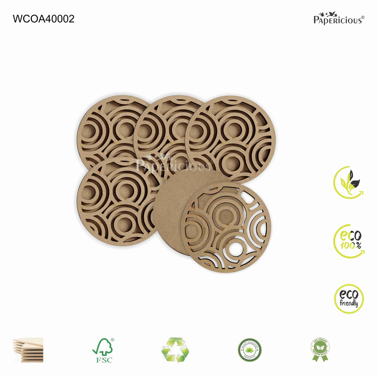 PAPERICIOUS Laser Cut Coasters - Inner Circles -  3.75 x3.75 inch