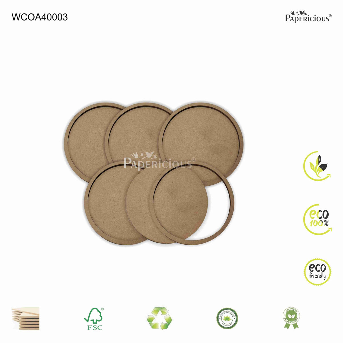 PAPERICIOUS 2-Layer Coasters - Round - 3.75 x3.75 inch
