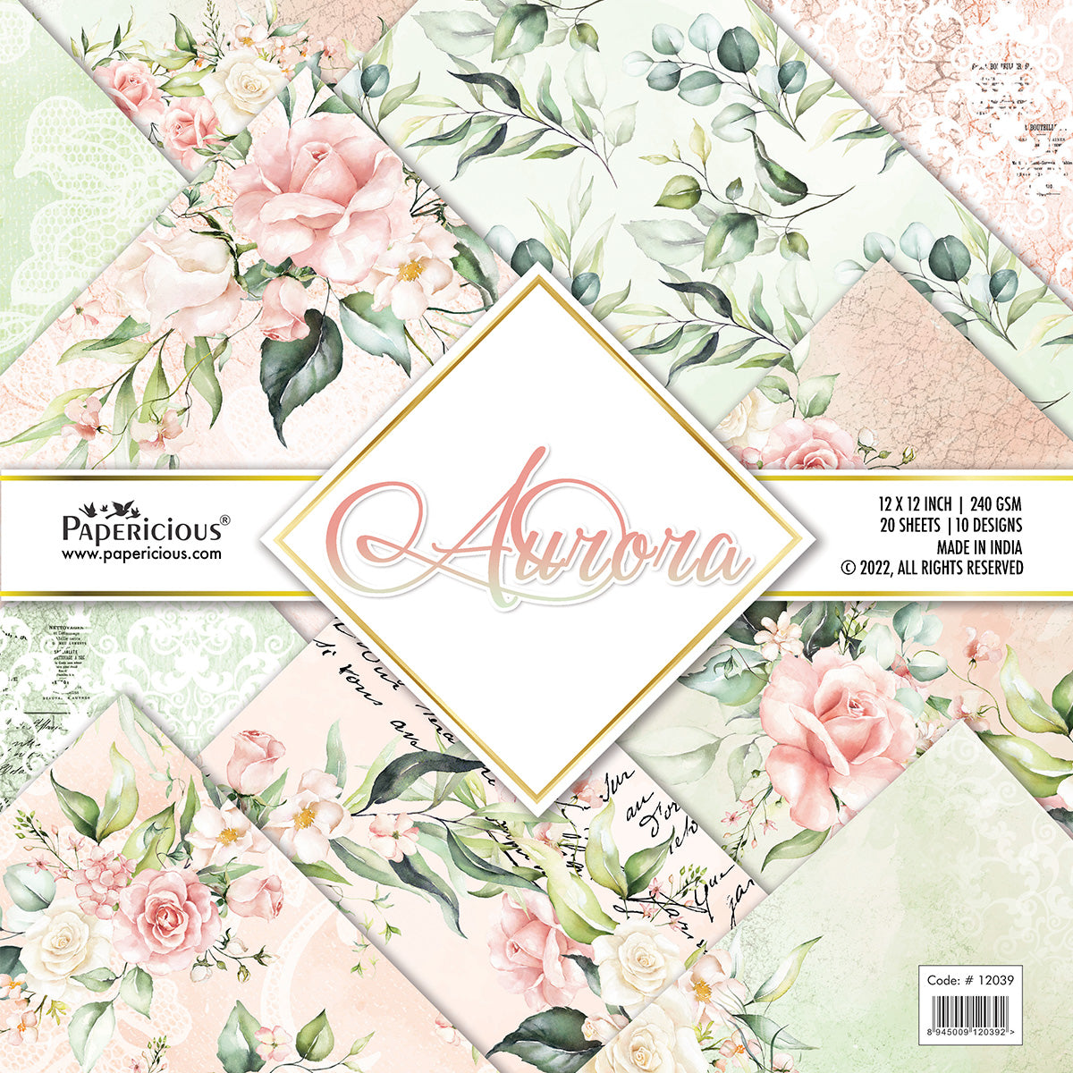 PAPERICIOUS - Aurora -  Designer Pattern Printed Scrapbook Papers 12x12 inch  / 20 sheets
