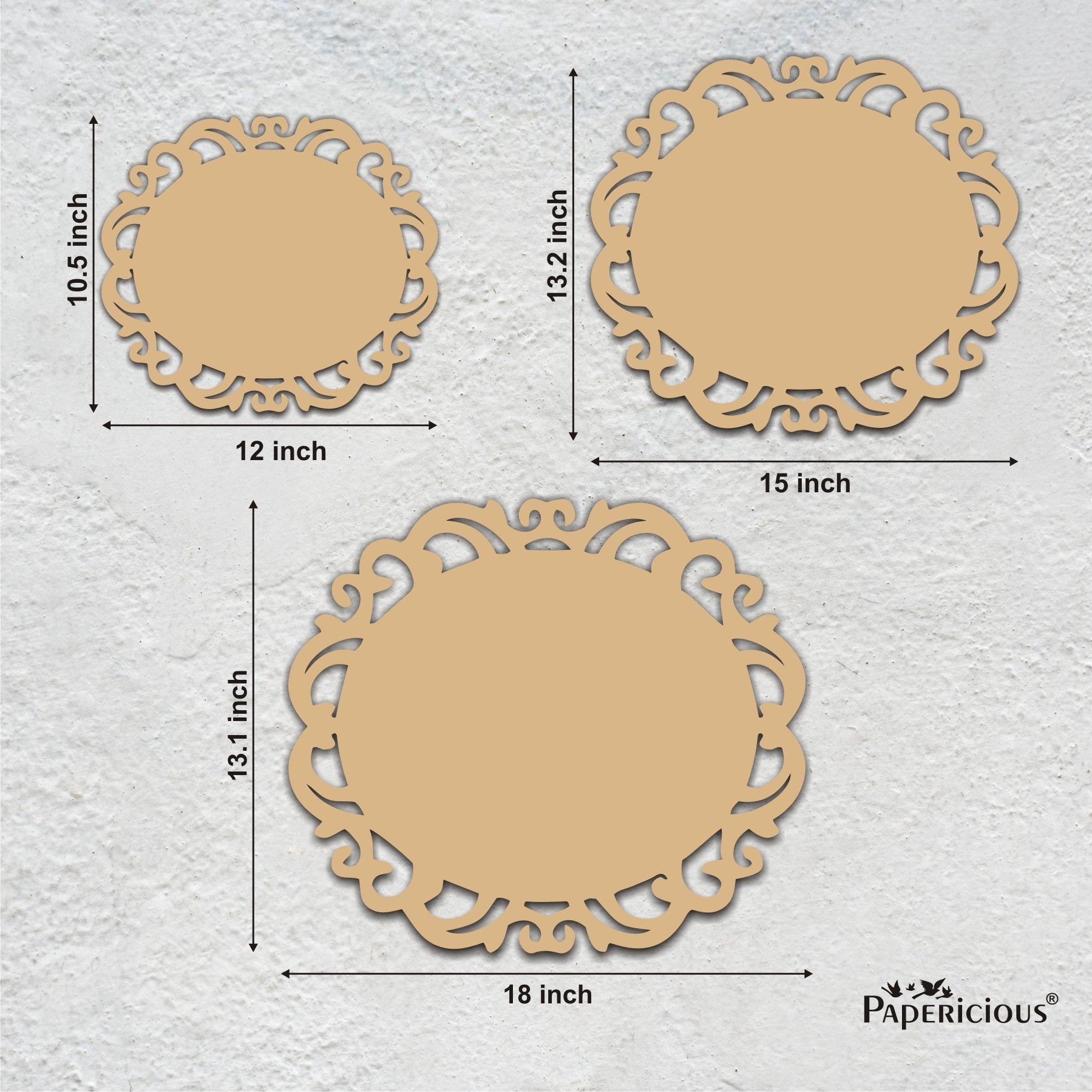 PAPERICIOUS 4.2mm thick MDF Name Plate Lace Circle
