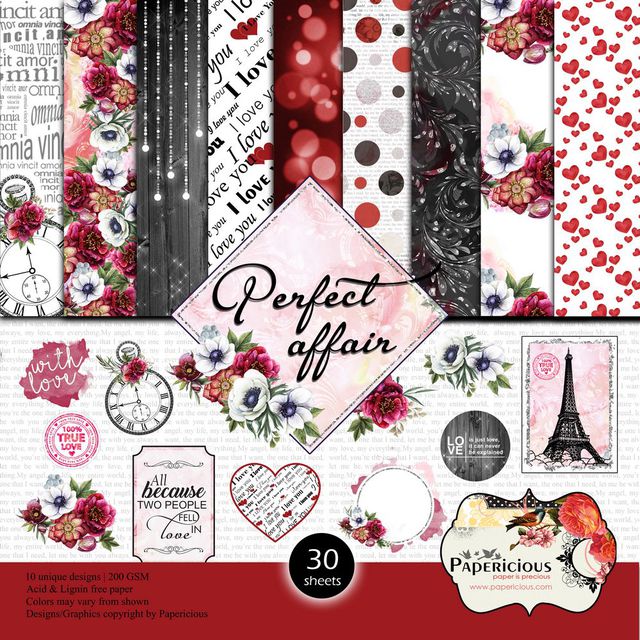 PAPERICIOUS - Perfect Affair -  Designer Pattern Printed Scrapbook Papers / 30 sheets