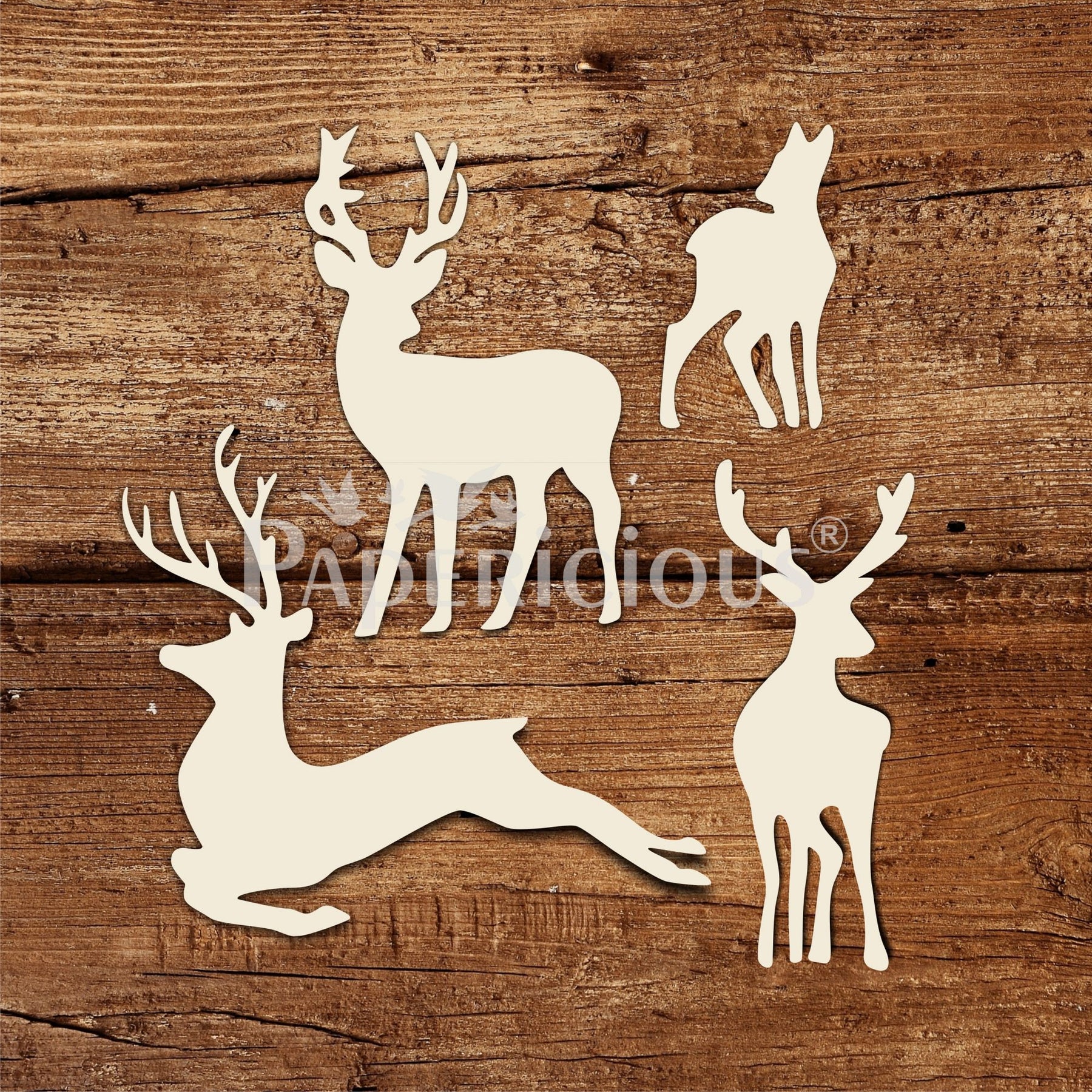 Christmas Deer - 6x6 Inch Laser Cut Collage Chipboard