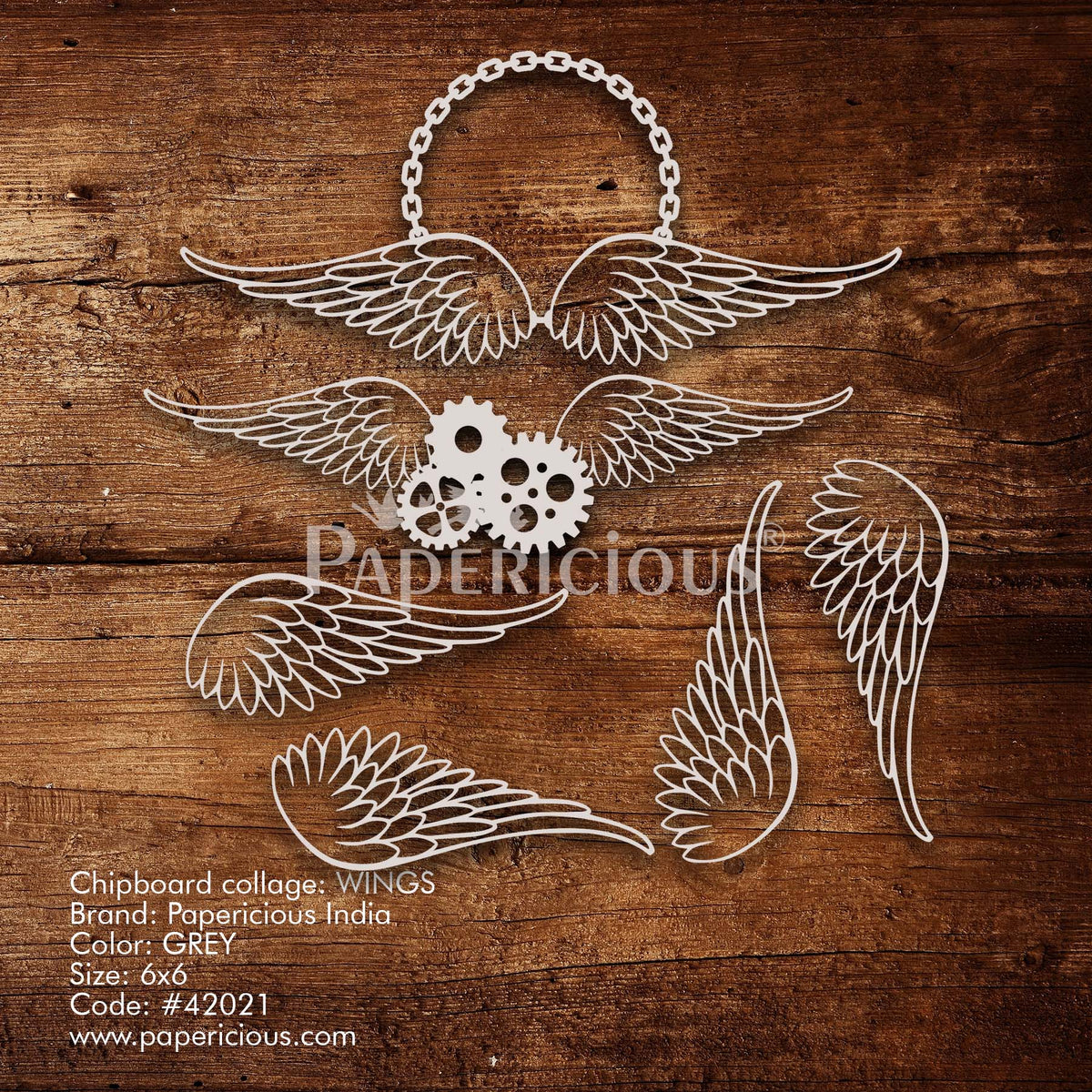 Wings - 6x6 Inch Laser Cut Collage Chipboard (1.4mm)