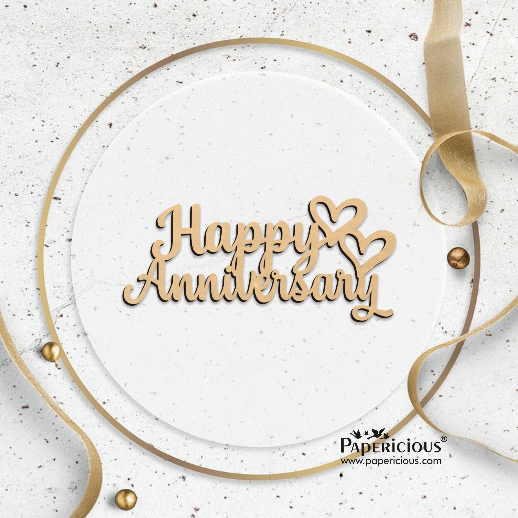 PAPERICIOUS MDF Cutout - Happy Anniversary - 6 Nos - Style 10108