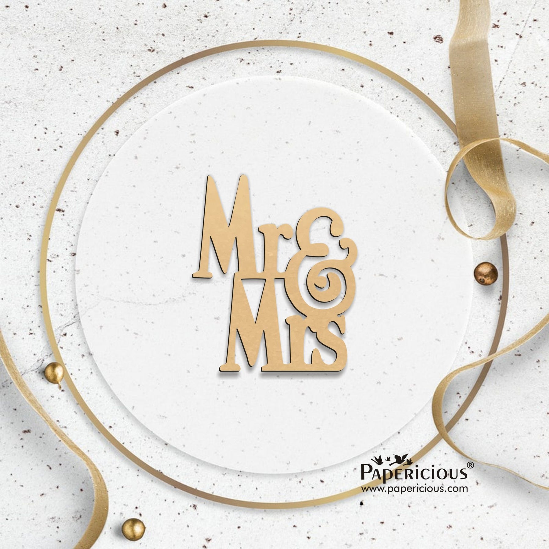 PAPERICIOUS MDF Cutout - Mr & Mrs - 6 Nos - Style 10118
