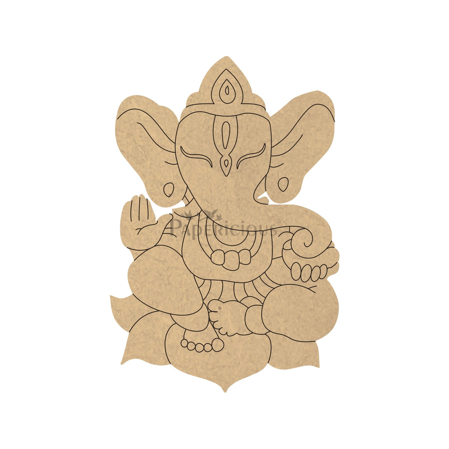 PAPERICIOUS 4mm thick Pre Marked MDF Base Lord Ganesha