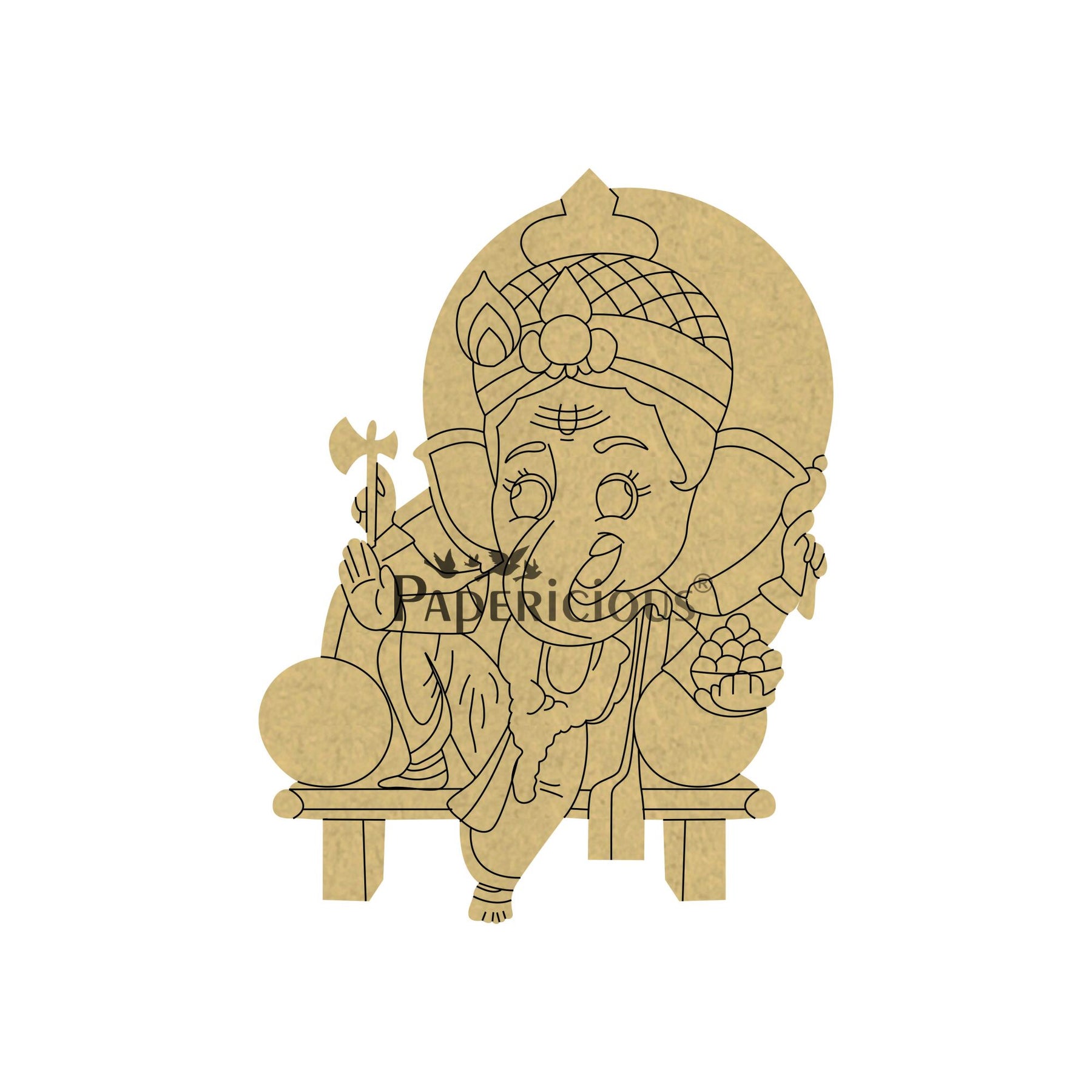 PAPERICIOUS 4mm thick Pre Marked MDF Base Ganesha