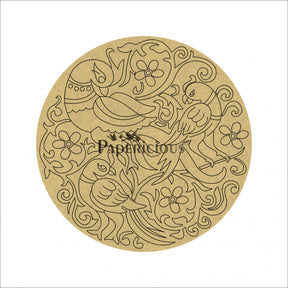 PAPERICIOUS 4mm thick Pre Marked MDF Round Mandala Parrots