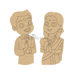 PAPERICIOUS 4mm thick Pre Marked MDF South Indian Couple