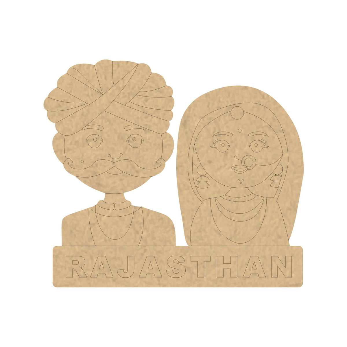 PAPERICIOUS 4mm thick Pre Marked MDF Rajasthani Couple