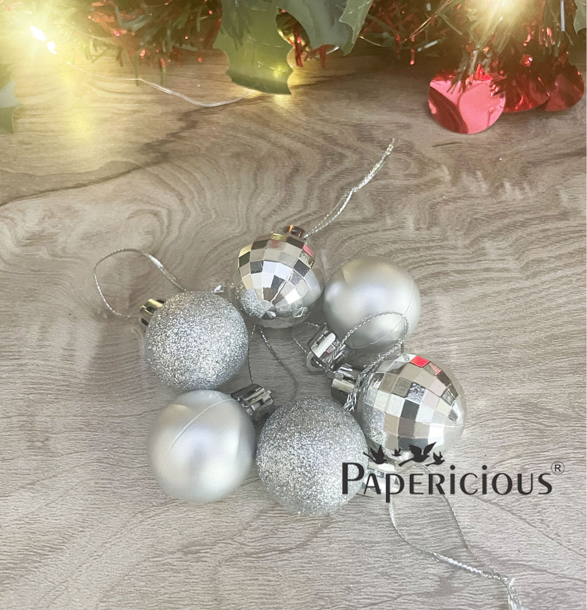PAPERICIOUS Christmas Silver Mix Baubles - 3cm