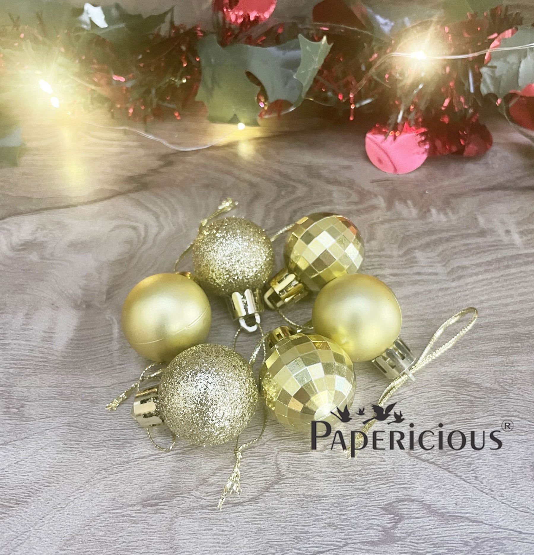PAPERICIOUS Christmas Golden Mix Baubles - 3cm