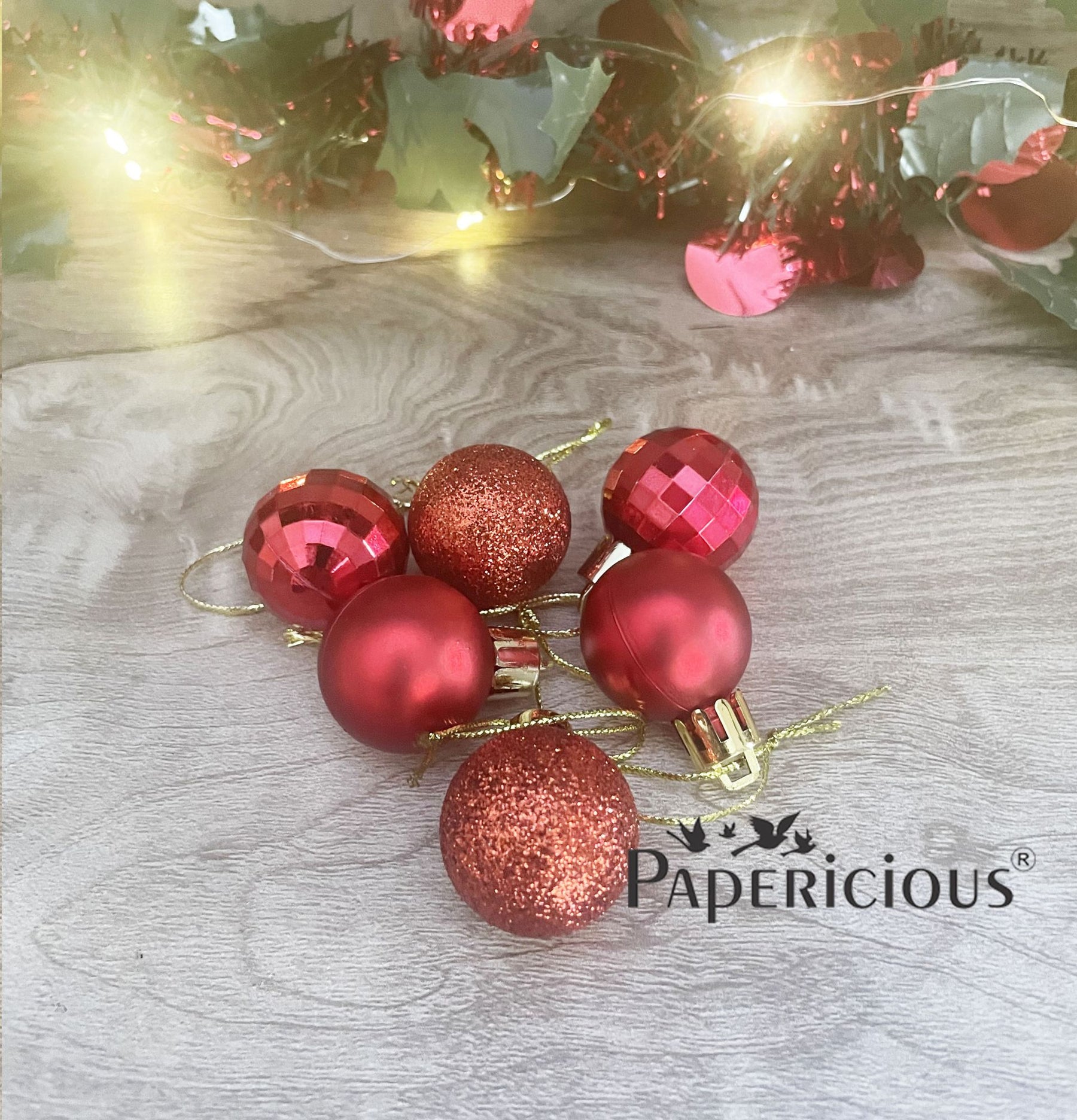 PAPERICIOUS Christmas Red Mix Baubles - 3cm
